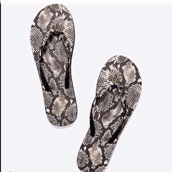 tory burch snake print flip flop